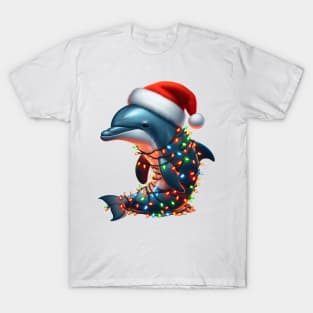 Dolphin Wrapped In Christmas Lights T-Shirt